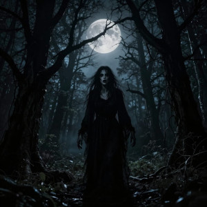 Blair Witch in haunted Maryland forest under full moon - Z.jpg