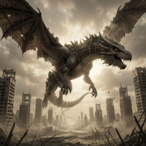 A colossal, ancient dragon, scales encrusted with the ruins of a forgotten city.jpg