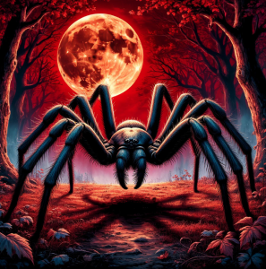 Giant itsy-bitsy spider in magical forest.png