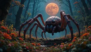 Giant itsy-bitsy spider in magical forest - PL2.webp