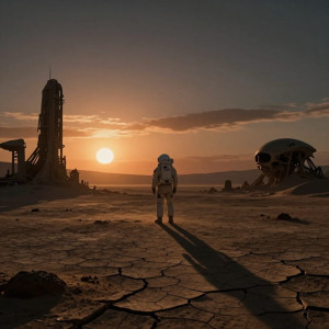 Astronaut stands at the base of crumbling lighthouse - Z.jpg