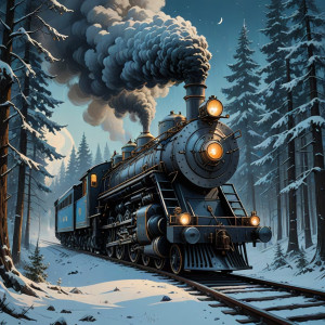 Steampunk locomotive train in winter forest - DXL.jpg