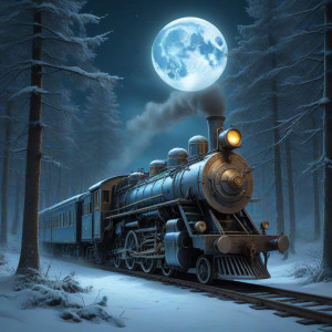 Steampunk locomotive train in winter forest - JXI.jpg