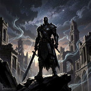 A solitary warrior stands on the edge of a forgotten city - F29.jpg
