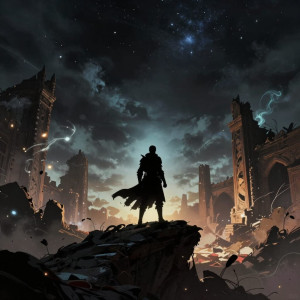 A solitary warrior stands on the edge of a forgotten city - Z.jpg