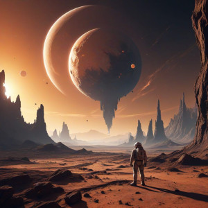 Astronaut gazing at a colossal structure - МXL.jpg