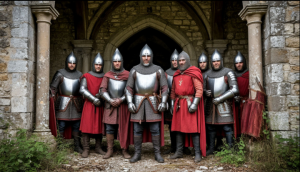 Medieval knights in abandoned castle.png