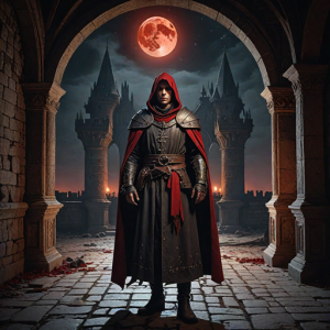 Medieval warlock in abandoned castle under dark-red moon - H1.png