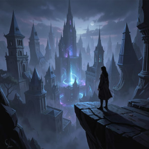 A woman overlooking a gothic metropolis - F24.jpg