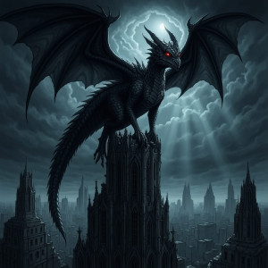 A colossal dragon perched atop a ruined skyscraper - F24B.jpg