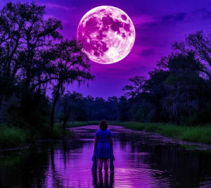 Big Sister in Louisiana bayou under full purple moon - S.jpg