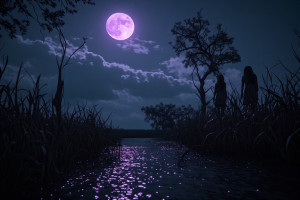 Big Sister in Louisiana bayou under full purple moon - P1.jpg