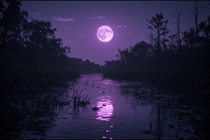 Big Sister in Louisiana bayou under full purple moon - P3.jpg