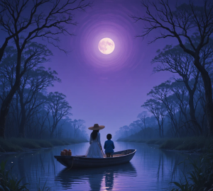 Big Sister in Louisiana bayou under full purple moon - PL.png