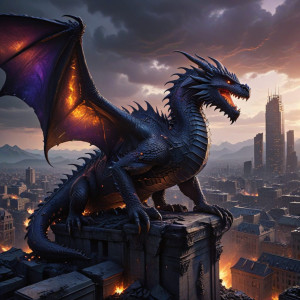 A colossal dragon perched atop a ruined skyscraper - BXL.jpg