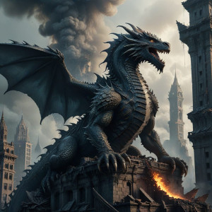 A colossal dragon perched atop a ruined skyscraper - AXL.jpg