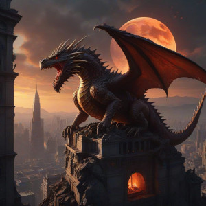 A colossal dragon perched atop a ruined skyscraper - 9.jpg