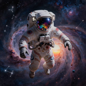 An astronaut adrift in a nebula, surrounded by swirling cosmic dust.jpg