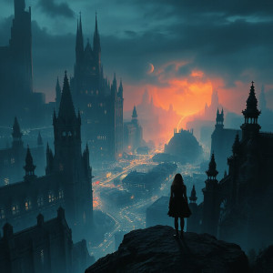 A woman overlooking a gothic metropolis - JFL.jpg