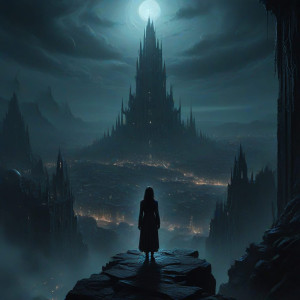 A woman overlooking a gothic metropolis - JXI.jpg