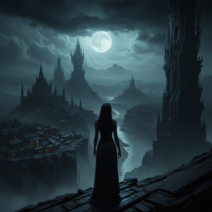 A woman overlooking a gothic metropolis - К5.jpg
