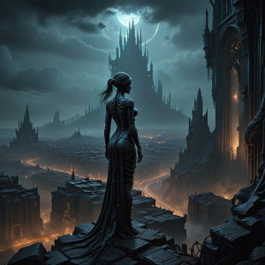 A woman overlooking a gothic metropolis - BXL.jpg
