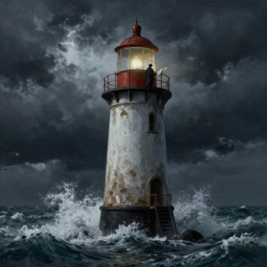 Weathered Lighthouse Against Apocalyptic Storm - Z.jpg