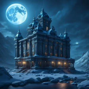 Monstrous building in the Arctic under full round blue moon.jpg