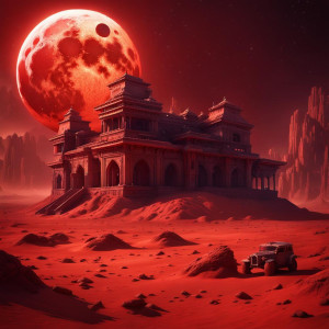 Monstrous building in the desert under full round blood-red moon.jpg