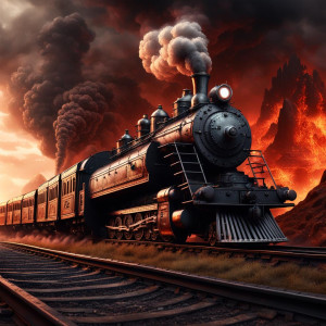 Demonic armoured train on a railway in Hell.jpg