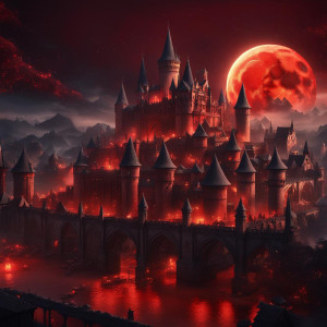 Burning medieval city under full round blood-red moon.jpg