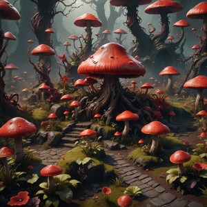 Giant demonic blood-red mushroom in the Garden of Hell.jpg