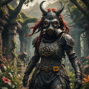 Demoness in a gas mask in the Garden of Hell.jpg