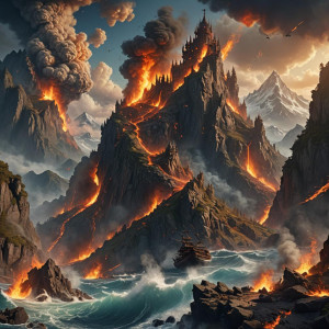 Giant mountain, burning with fire, thrown into the sea.jpg