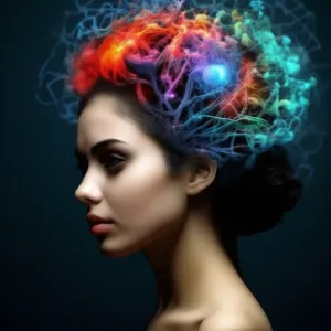 Фрактальный мозг красивой женщины.webp