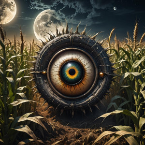 Giant demonic eye in the cornfield under full round moon.jpg