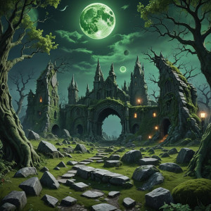 Demonic haunted Stonehedge under full round green Moon.jpg