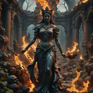 Burning statue of a beautiful woman in the Garden of Hell.jpg