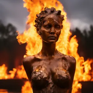 Burning statue of a beautiful woman - 1.webp